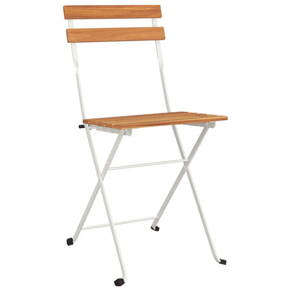 Folding Bistro Chairs 8 Pcs Solid Wood Acacia And Steel