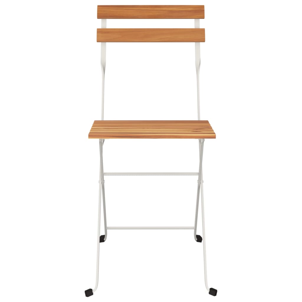 Folding Bistro Chairs 8 Pcs Solid Wood Acacia And Steel