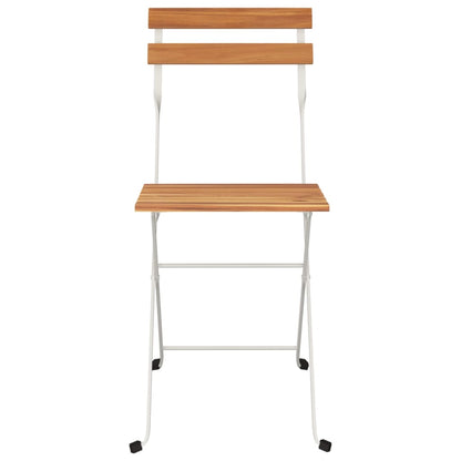 Folding Bistro Chairs 8 Pcs Solid Wood Acacia And Steel