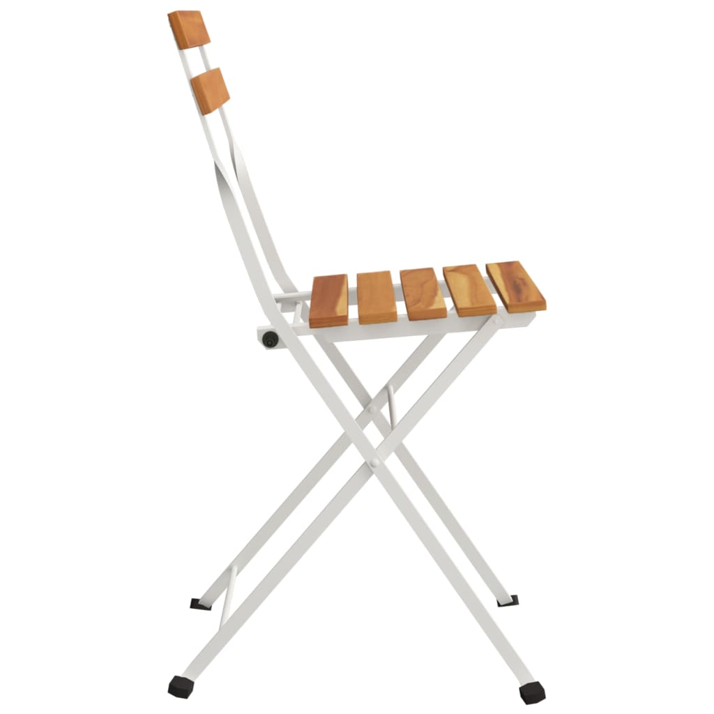 Folding Bistro Chairs 8 Pcs Solid Wood Acacia And Steel
