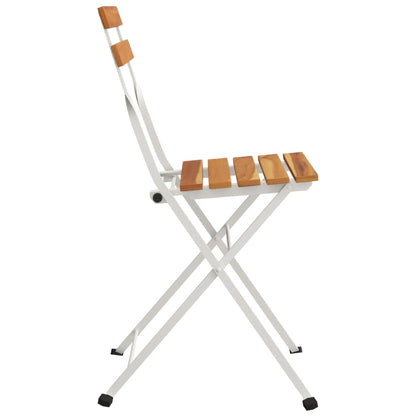 Folding Bistro Chairs 8 Pcs Solid Wood Acacia And Steel