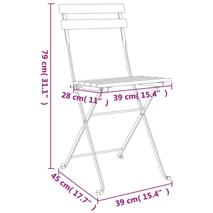 Folding Bistro Chairs 8 Pcs Solid Wood Acacia And Steel