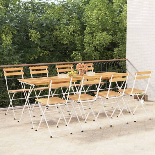 Folding Bistro Chairs 8 Pcs Solid Wood Acacia And Steel