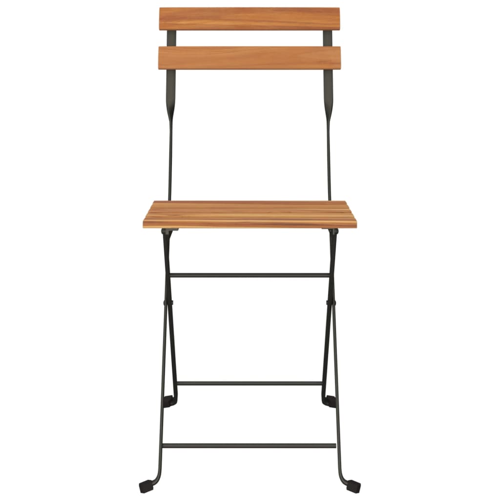 Folding Bistro Chairs 8 Pcs Solid Wood Teak And Steel