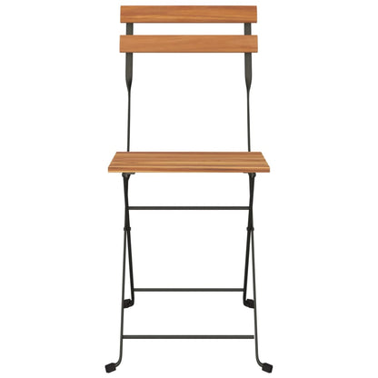 Folding Bistro Chairs 8 Pcs Solid Wood Teak And Steel