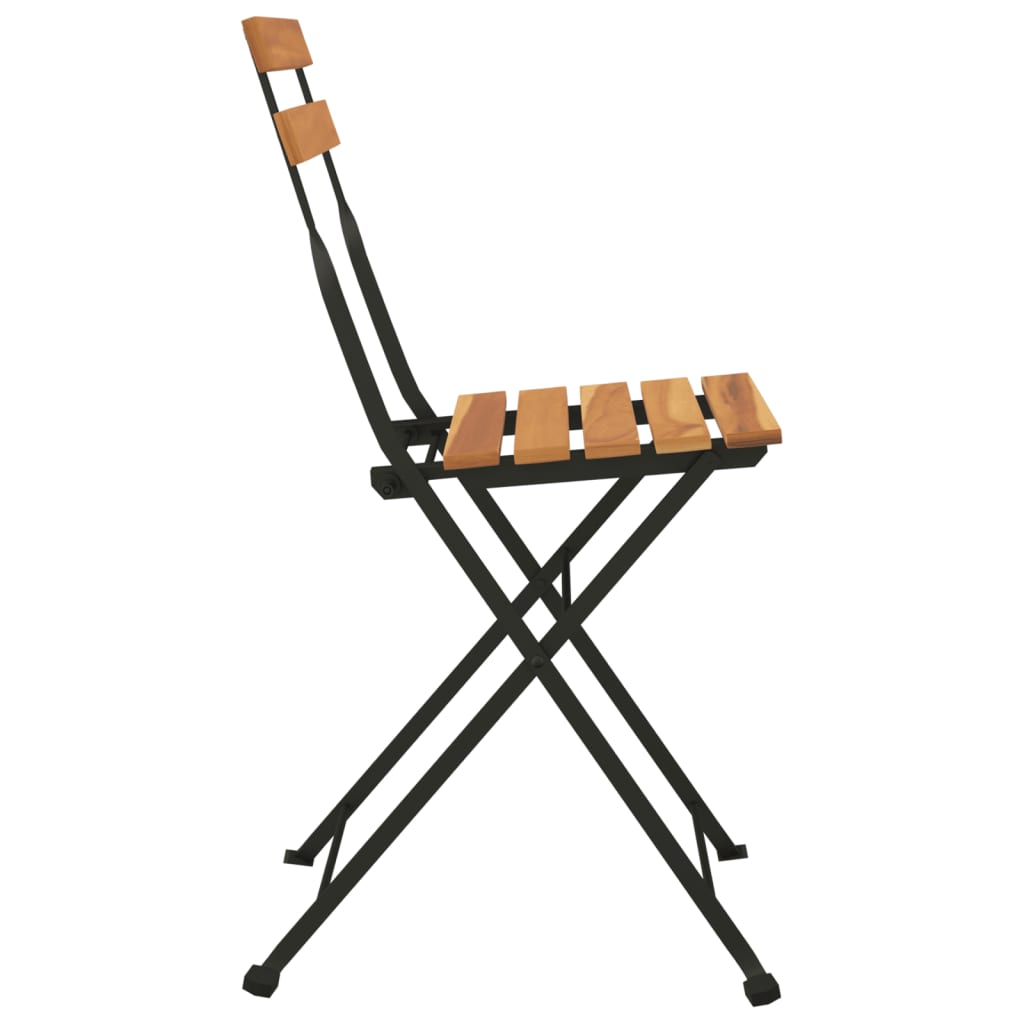 Folding Bistro Chairs 8 Pcs Solid Wood Teak And Steel
