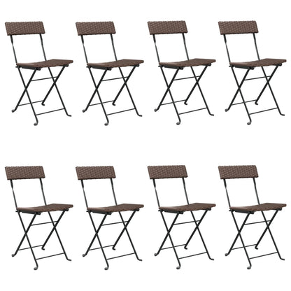 Folding Bistro Chairs 8 Pcs Poly Rattan And Steel