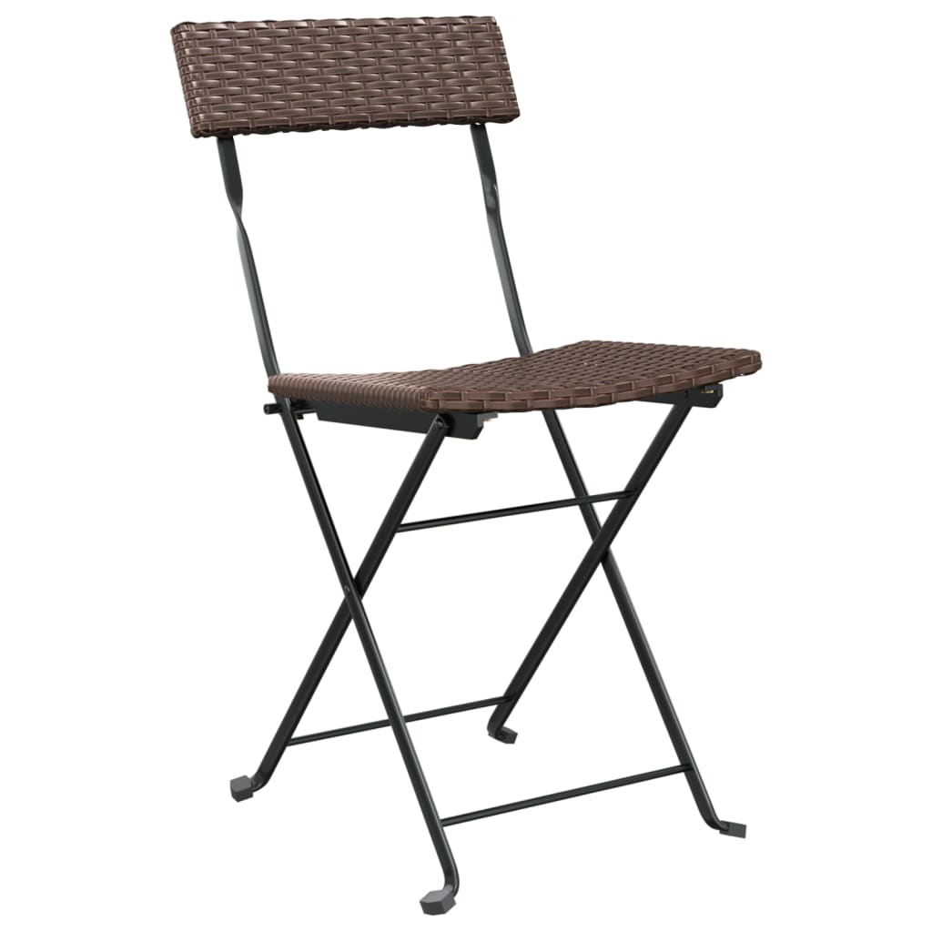 Folding Bistro Chairs 8 Pcs Poly Rattan And Steel