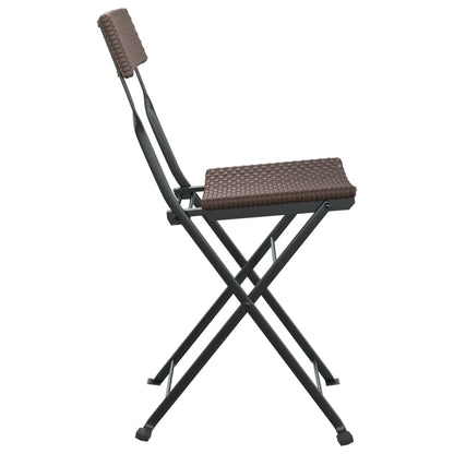 Folding Bistro Chairs 8 Pcs Poly Rattan And Steel
