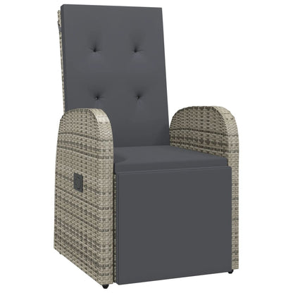 Reclining Garden Chairs With Cushions 2 Pcs Grey Poly Rattan