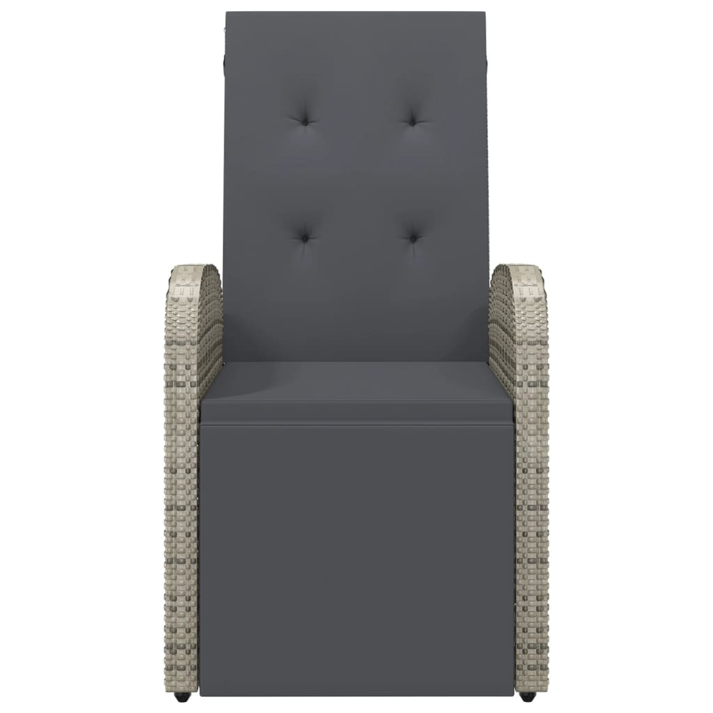 Reclining Garden Chairs With Cushions 2 Pcs Grey Poly Rattan