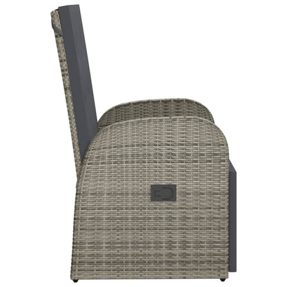 Reclining Garden Chairs With Cushions 2 Pcs Grey Poly Rattan