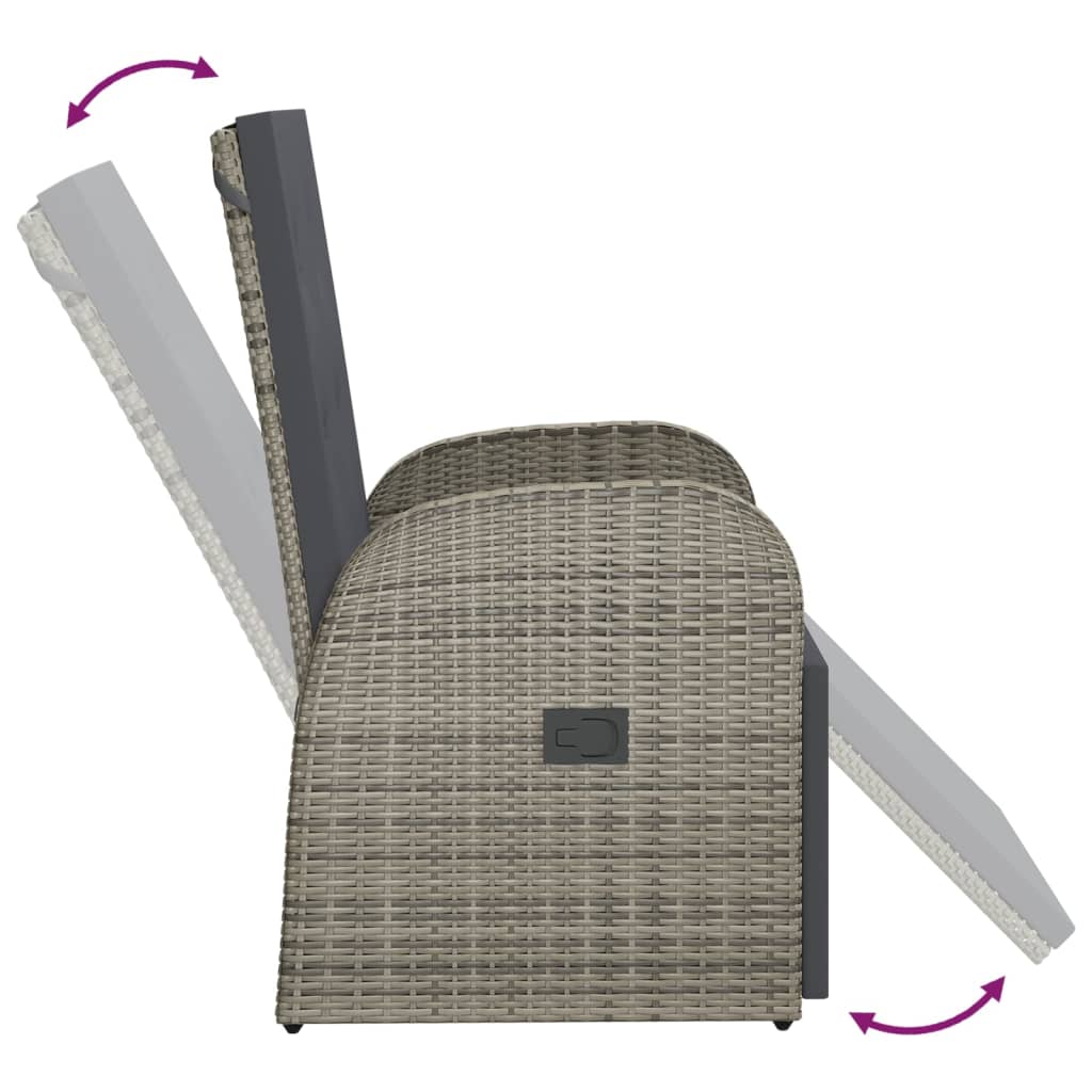 Reclining Garden Chairs With Cushions 2 Pcs Grey Poly Rattan