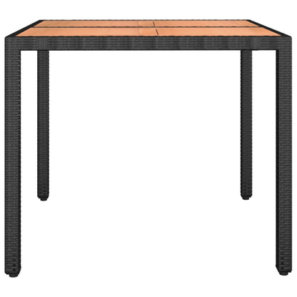 Garden Table With Wooden Top Poly Rattan&Solid Wood Acacia