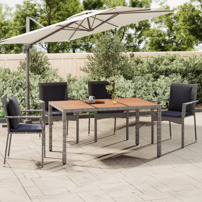 Garden Table With Wooden Top Poly Rattan&Solid Wood Acacia