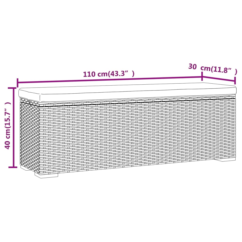 Ottoman Bench With Cushion 110X30X40 Cm Poly Rattan