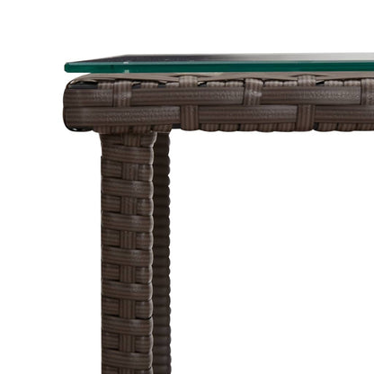 Side Table 45X45X45 Cm Poly Rattan And Tempered Glass