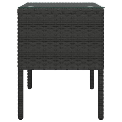 Side Table 53X37X48 Cm Poly Rattan And Tempered Glass