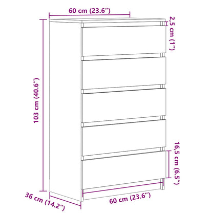 Drawer Cabinet 60X36X103 Cm Engineered Wood