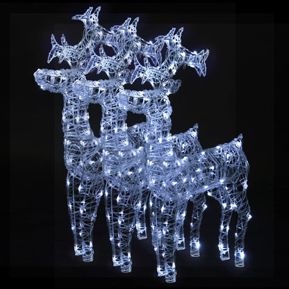 Reindeer Christmas Decorations 3 Pcs Acrylic Cold White