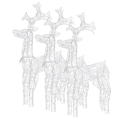 Reindeer Christmas Decorations 3 Pcs Acrylic Cold White