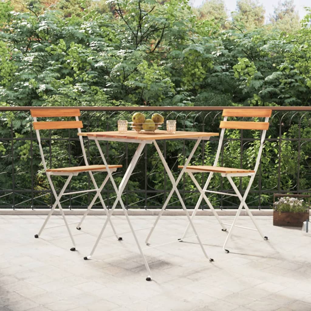 Folding Bistro Chairs 8 Pcs Solid Wood Acacia And Steel