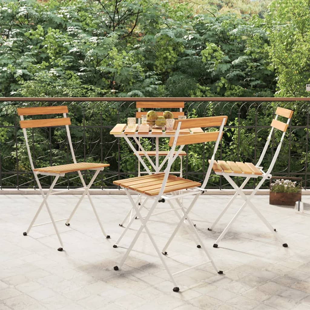 Folding Bistro Chairs 8 Pcs Solid Wood Acacia And Steel
