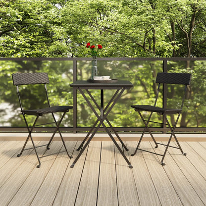 Folding Bistro Chairs 8 Pcs Poly Rattan And Steel