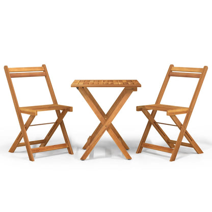 3 Piece Folding Bistro Set Solid Wood Acacia