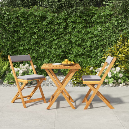 3 Piece Folding Bistro Set Solid Wood Acacia