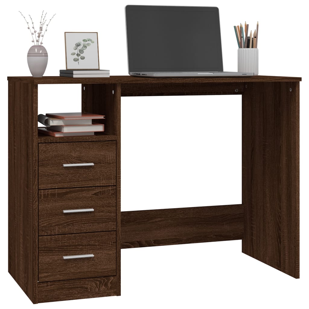 Desk With Drawers 102X50X76 Cm Engineered Wood