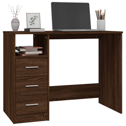Desk With Drawers 102X50X76 Cm Engineered Wood