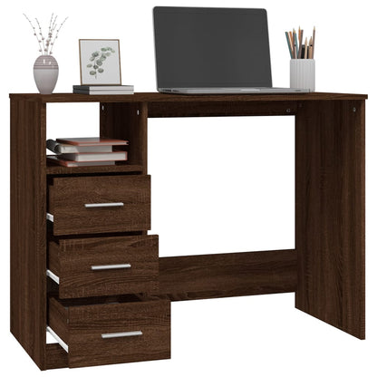 Desk With Drawers 102X50X76 Cm Engineered Wood