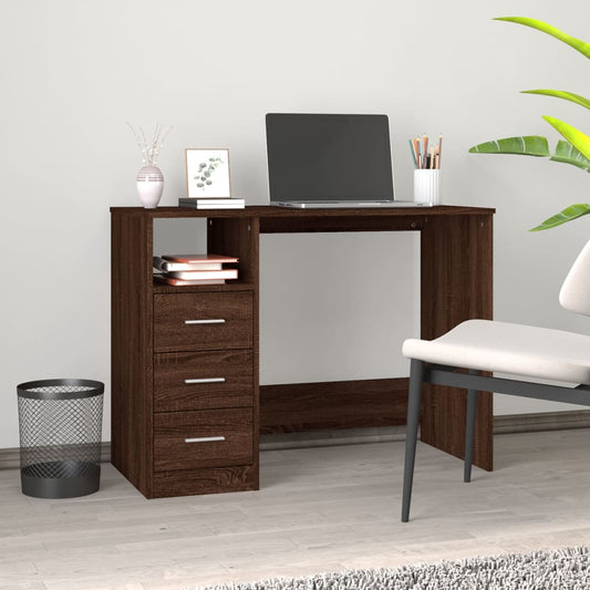 Desk With Drawers 102X50X76 Cm Engineered Wood