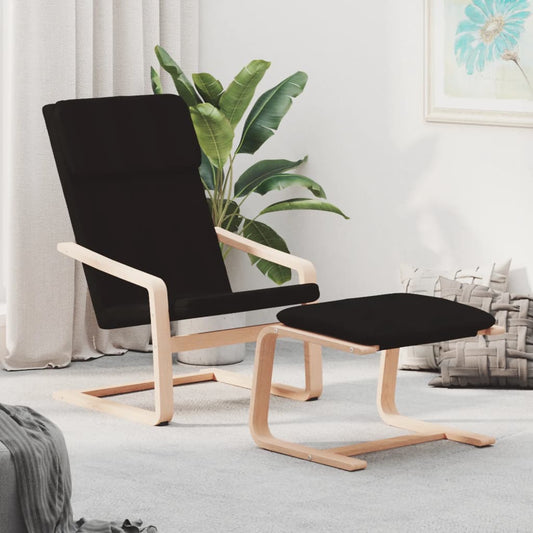 Relaxing Chair With Footstool Black Fabric