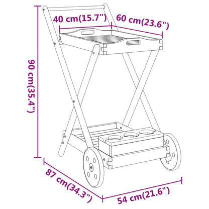 Tea Trolley 54X87X90 Cm Solid Wood Acacia