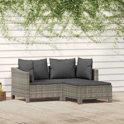 4 Piece Garden Lounge Set With Cushions Grey Poly Rattan