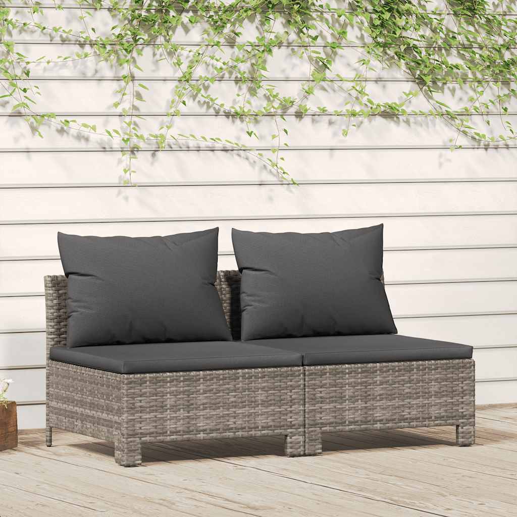4 Piece Garden Lounge Set With Cushions Grey Poly Rattan