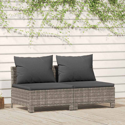4 Piece Garden Lounge Set With Cushions Grey Poly Rattan