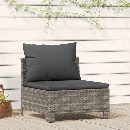 4 Piece Garden Lounge Set With Cushions Grey Poly Rattan