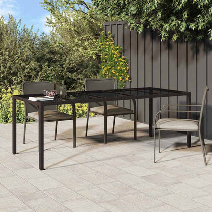 Garden Table 250X100X75 Cm Tempered Glass And Poly Rattan