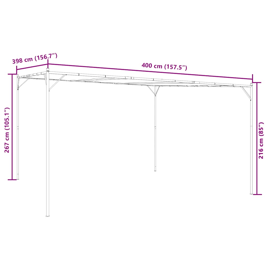 Gazebo Anthracite 4X4 M 180 G/M² Fabric And Steel