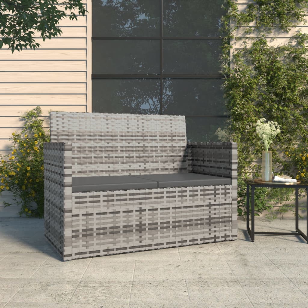 Garden Bench With Cushions 105 Cm Poly Rattan