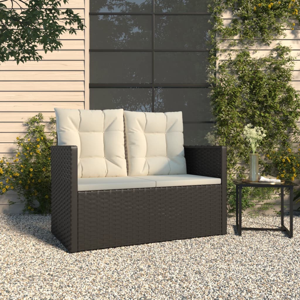 Garden Bench With Cushions 105 Cm Poly Rattan