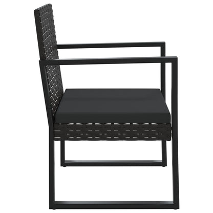 Garden Armchair With Cushion Black Poly Rattan