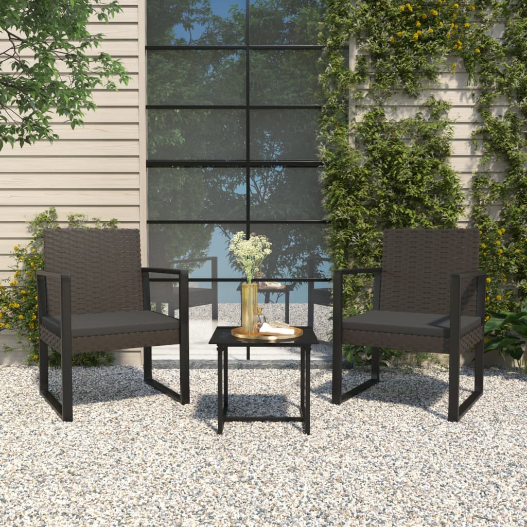 Garden Armchair With Cushion Black Poly Rattan