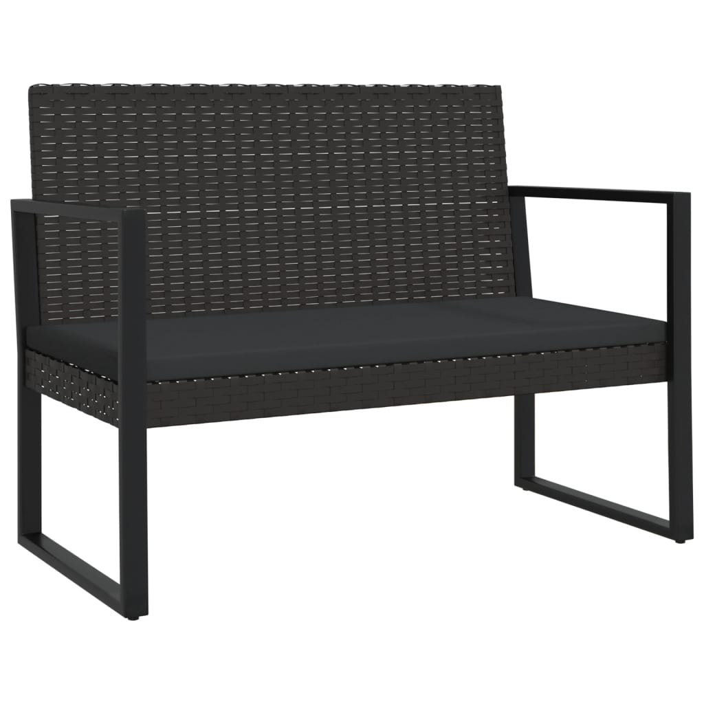 Garden Bench With Cushions Black 106 Cm Poly Rattan