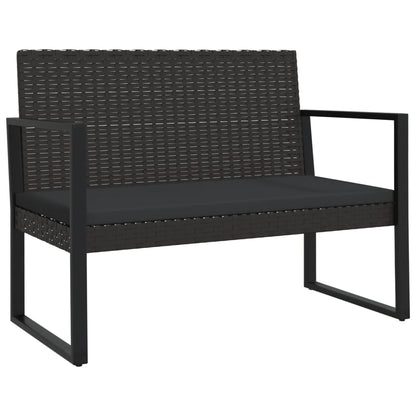 Garden Bench With Cushions Black 106 Cm Poly Rattan