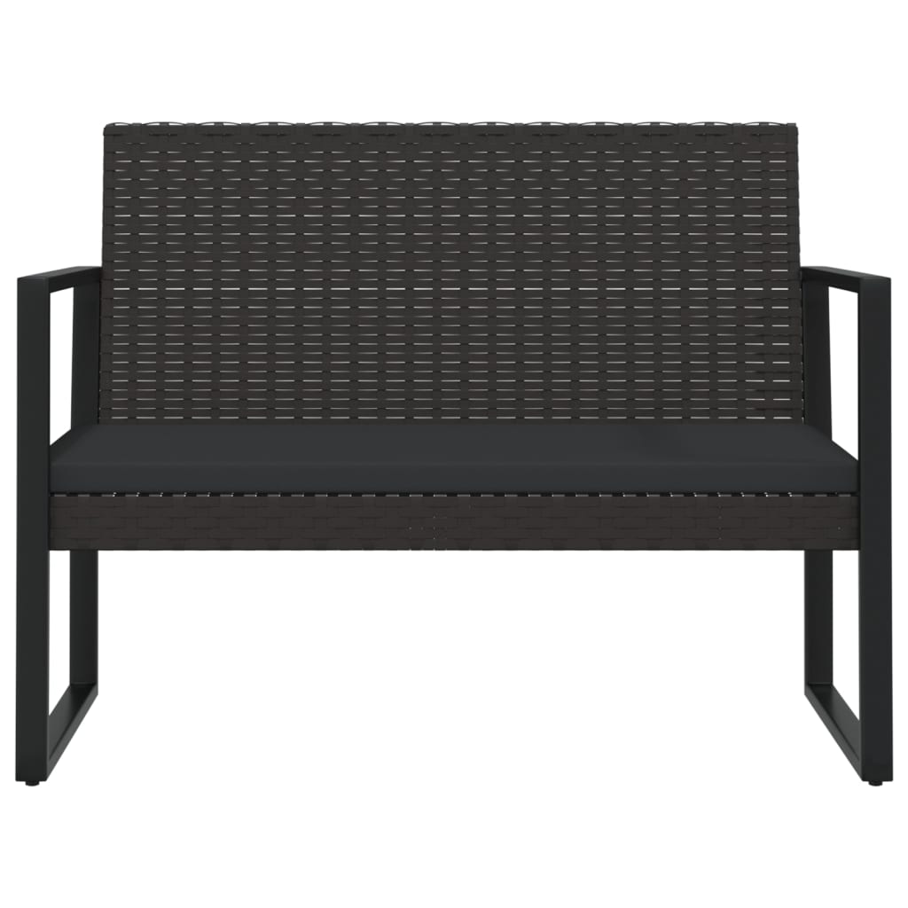 Garden Bench With Cushions Black 106 Cm Poly Rattan