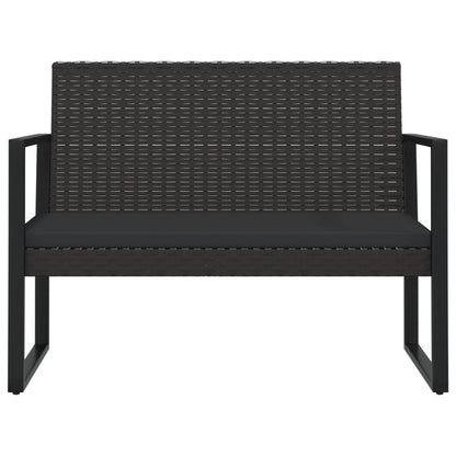 Garden Bench With Cushions Black 106 Cm Poly Rattan